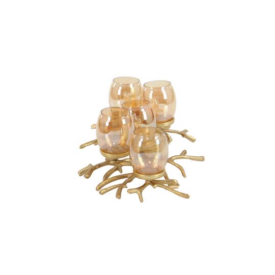 6" Gold Aluminum Coastal Candle Holder